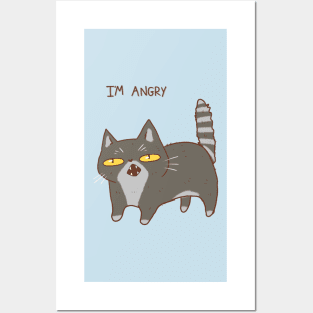 Funny gray cat is angry Posters and Art